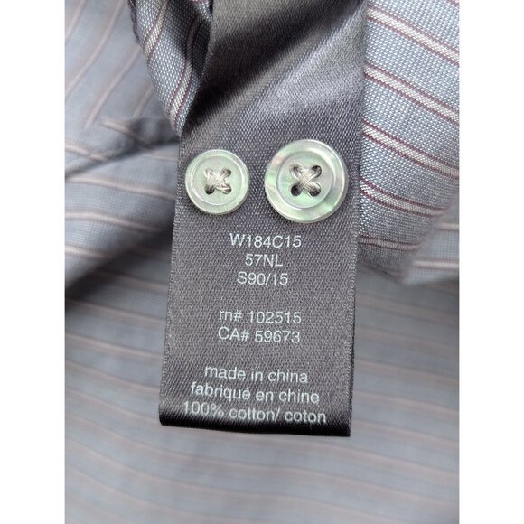 John Varvatos Button Up Shirt Mens M Long Sleeve Lightweight Striped Office Gray - Picture 11 of 11